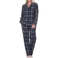 Normann Pyjama Normann Damen Flanell Schlafanzug langarm Pyjama in Karo-Optik blau 36-38