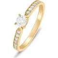 CHRIST Diamantring CHRIST Damen-Damenring 1 Diamant, mit Brillanten gelb|goldfarben 54