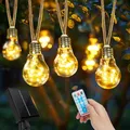 Goffii Solar Lichterkette Aussen Mit 20 Glühbirnen 12.5M Lichterkette Außen Wetterfest Warmweiß mit 8 Modi Memory-Funktion Timer für Vintage Deko Gärten Terassen Hochzeiten Balkon Party Hochzeit
