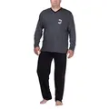 Moonline Pyjama Schlafanzug Herren lang in Übergröße (XXL-5XL) aus Baumwolle 5XL