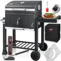 KESSER® Grill Grillwagen XXL Holzkohlegrill mit Deckel, Rädern, Edelstahl-Griff, Grillrost und Thermometer Holzkohle kohlegrill Wagen groß Kohle BBQ Barbeque Camping, Terrasse, Garten