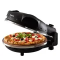 Ariete Pizzaofen 917, 4-Minuten-Pizza, Pizzaofen mit 5 Garstufen, Feuerfeste Platte zum Wiederaufwärmen, Holzbrettchen im Lieferumfang Enthalten, Max. Temperatur 400°C, 1200W, Schwarz