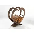 Kobolo Kaminholzregal HEART aus Metall in der Farbe antikbraun - Deko Brennholzregal Holzständer Halter Feuerholz Herz Einrichtung Geschenk