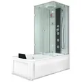 AcquaVapore Grossraumdusche Dusche Wanne Kombination K05-L00 180x90, Sicherheitsglas ESG, inklusive Duschwanne, Rutschsicher, Schnelle Reinigung, Nackenstütze, Überlauf Abfluss weiß