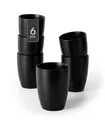 Kaffeetasse 6er Set Kaffeebecher Tasse ohne Henkel Steingut Schwarz Matt 340 ml