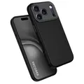 Decoded Silikonhülle für iPhone 17 Pro, Premium Soft-Touch, Antibakterielle Beschichtung, MagSafe Kompatibel, Fallschutz, Kratzfest, Metallknöpfe, Fester Griff, Schwarz