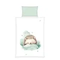 Herding babybest Bettwäsche Kleiner Igel, Kopfkissenbezug ca. 40 x 60 cm, Bettbezug ca. 100 x 135 cm, Mit Reißverschluss und Hoteleinschlag, 100% Baumwolle/Renforcé, Weiß, Grün