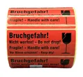 1000 Stück Warnetiketten Bruchgefahr, Vorsicht Glas – 100 x 40 mm Aufkleber auf Rolle