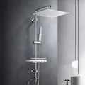 JOHO Edelstahl Regendusche Duschsystem mit Ablage Chrom Eckig Kopfbrause 30x30cm