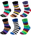 Occulto BUNTE SOCKEN für HERREN (6 PAAR) aus BAUMWOLLE in verschiedenen MUSTERN, bunte HERRENSOCKEN BUSINESS SOCKEN, RINGELSOCKEN 6 Paar | Strips 39-42