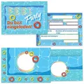 LIMONIA Einladungskarten Pool Party zum Kindergeburtstag Einladungen mit Umschlägen Karten blau, Einladungskarten mit Umschlägen zum Geburtstag Pool Party Schwimmbad