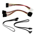 SATA Kabel Set 2x Datenkabel, Power Splitter, Molex-Adapter für SSD HDD schwarz