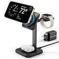 ESR 3 in 1 Ladestation für MagSafe Apple Watch und iPhone, Magnetisches Kabelloses Ladegerät Schnellladen kompatibel mit iPhone 16/15/14, Apple Watch 8/7/6/5/4/3/2/SE und AirPods 4/3/2/Pro, Schwarz