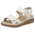 Rieker Plateausandale Sandalette, Sommerschuh, Keilsandale mit praktischen Klettverschlüssen weiß 36 EU