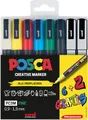 POSCA 186825 - POSCA Marker Set, 8er Etui Acrylstifte PC-3M, 0.9 - 1.3 mm, 6 Standardfarben + 2 wechselnde Sonderfarben
