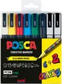 POSCA CREATIVE MARKER UNI PC-3M 6+2 SET FÜR ALLE OBERFLÄCHEN NEU OVP
