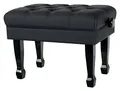 Classic Cantabile Pianobank Modell W - Großer, edler Klavierhocker - Schwarze Sitzfläche im Chesterfield-Stil - Höhenverstellbar von 46-55 cm - 2-fache Kreuz-Mechanik - Schwarz Hochglanz