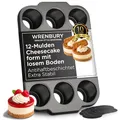Wrenbury Mini Käsekuchenform 12er mit Losem Boden – Antihaft Karbonstahl Törtchen Formen PFOA-Frei – Kuchenform Ofenfest bis 230°C – für Cheesecake, Muffins & Törtchen