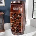 Weinregal BODEGA - 100cm - braun - massive Pinie - Fass - Bartisch - 24 Flaschen