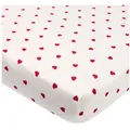 Meyco Baby Spannbettlaken Sweet Heart White/Red, Jersey, Gummizug: Rundum, 75x95cm 75 cm x 95 cm