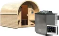 Karibu Fasshaus "lfe" SET naturbelassen mit Ofen 9 kW ext. Strg., Kabel, Dachfolie