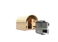 Karibu Fasshaus "lfe" SET naturbelassen mit Ofen 9 kW Bio ext. Strg., Kabel, Dachfolie