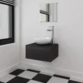 vidaXL 4-tlg. Badmöbel-Set mit Waschbecken und Wasserhahn Schwarz NEU