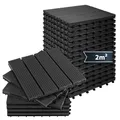 Montafox WPC Fliesen 30 x 30 cm 22 Stück / 2m² Anthrazit Terrassenfliesen Klicksystem Fliese Holzoptik Bodenbelag Klickfliesen Terrasse Balkon, Größe (Fläche):2 m² | 22 Fliesen, Farbe:Anthrazit