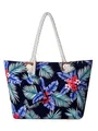DonDon Strandtasche XXL mit Reißverschluss - Umhängetasche Damen, Shopper Tasche Damen im Beach Look mit Schulterriemen - Urlaub Must Haves Beach bag - Hawaii Flower