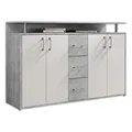 DRIFT Sideboard mit Ablage in Beton Optik, Weiß - Moderne Kommode mit Schubladen und viel Stauraum für Ihren Wohnbereich - 139 x 90 x 34 cm (B/H/T)