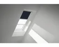 VELUX Vorteils-Set Verdunkelungsrollo uni dunkelblau und Faltstore Plissee weiß