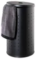 Wäschekorb mit Deckel und Luftlöchern - Edelstahl - Schwarz - 37 L - Ø 29 cm - 54 cm hoch - Wäschetonne Wäschesammler Wäschebox Wäschetruhe