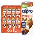 Alpro Mandeldrink Ohne Zucker – Calcium & Vitaminen Zuckerfrei, 8 x 1 L Haltbar