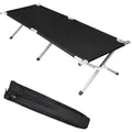 XXL Campingbett klappbar mit Tragetasche 190 x 70 cm - schwarz - Reis Bett Belastbarkeit bis 120 kg - Schwarz