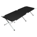 Spetebo XXL Campingbett Klappbar mit Tragetasche 190 x 70 cm - Schwarz - Feldbett mit Belastbarkeit bis 120 kg - Reisebett Klappbett Gästebett Liege für Camping Festival Angeln Wandern