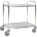 Kongamek Edelstahl- Tischwagen rostfrei mit 2 Böden 825x500mm mit Gummibereifung und Bremse