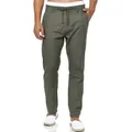 Indicode Leinenhose Herren Veneto Sommerhose Leinen Herrenhose leichte Sommerhose mit Kordelzug grün S