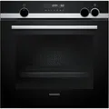 Siemens HR578GFS7F, iQ500 Smarter Einbau-Backofen mit Dampfunterstützung, 60 x 60 cm, Pyrolyse Selbstreinigung, Air Fry, Backautomatik, 3D Heißluft, Inklusive Bratenthermometer und Teleskopauszug