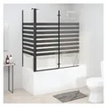 vidaXL Duschwand Duschabtrennung Gestreift 120x68x130 cm Hartglas Duschkabine Duschwand schwarz