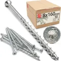 50 stk. Set Schrauben für Porenbeton 8x160 mm aus Stahl verzinkt mit Senkkopf und TX-Antrieb für Ytong, Beton, Gips, Gasbeton, Innen- und Außenbereich