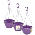 MePla - 3 Stück Ampel Orion - wetterfestes Pflanzgefäß - UV-beständiger Blumenampel - Pflanztopf - ø25 cm - Blaulila