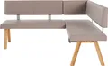 Eckbank OTTO HOME "Rio", grau (taupe), B:190cm H:89cm T:140cm, Sitzbänke, Eckbank, Massivholz in Eiche geölt, Esszimmerbank bequem gepolstert