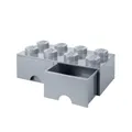 LEGO Brick Schublade 8 Knöpfe, 2 Schubladen, stapelbar Aufbewahrungsbox, 9,4 l, grau, 194 – M. Stein grau