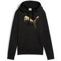 PUMA Kapuzensweatshirt ESS METALLIC HOODIE FL mit Logodruck, aus Fleece-Material, mit Kängurutasche schwarz S (36)