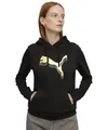 Puma Unisex ESS METALLIC Hoodie FL Kapuzenpullis, Puma Black-Metallic Gold,