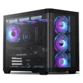 darkFlash ATX Mid-Tower Gaming-PC-Gehäuse, 4 ARGB-Lüfter Computergehäuse, Vollsicht-Glasfront Zwei Kammern PC-Gehäuse, Typ-C, Zwei 360-mm-AIO, Schwarz (DPW90) (ATX-Rücksteck-Plug-in, Schwarz)
