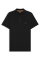 BOSS Herren Passerzip Slim-Fit Poloshirt aus Stretch-Baumwolle mit Logo-Aufnäher Schwarz001 XL