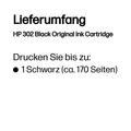 HP Nr.302 originale Druckerpatronen Schwarz 3,5 ml 170 Seiten