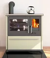 Plamen Kaminofen Plamen 850 Glas N – cremefarbener Holzherd (linke Ausführung)