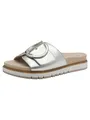 Tamaris Damen Wide Fit Pantoletten flach mit Klettverschluss und Schnalle, Silber (Silver), 38 EU